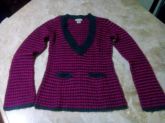 Blusa de lã rosa e preta, tam. G - Arizona
