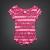 Baby Look rosa listrada, tam M - Hollister