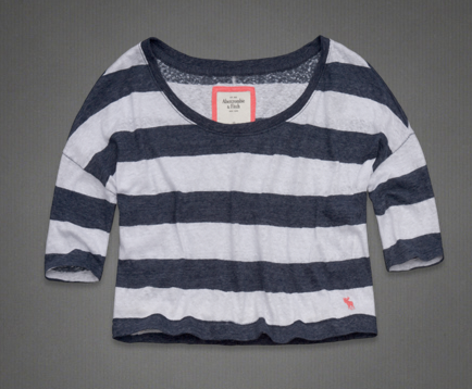 Blusinha azul e branca listrada, tam.G Abercrombie
