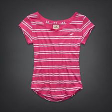 Baby Look rosa listrada, tam M - Hollister