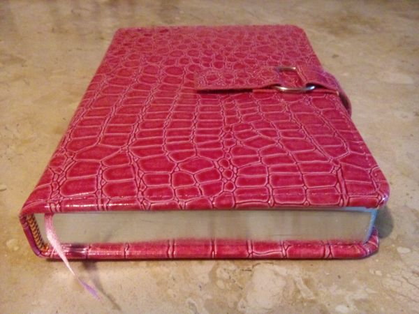 Caderno com fecho em imã e folhas prateadas na lateral