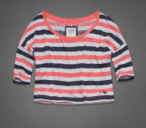 Blusinha salmão e azul marinho listrada, tam.G Abercrombie