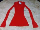 Blusa vermelha canelada, tam. P - Body Central